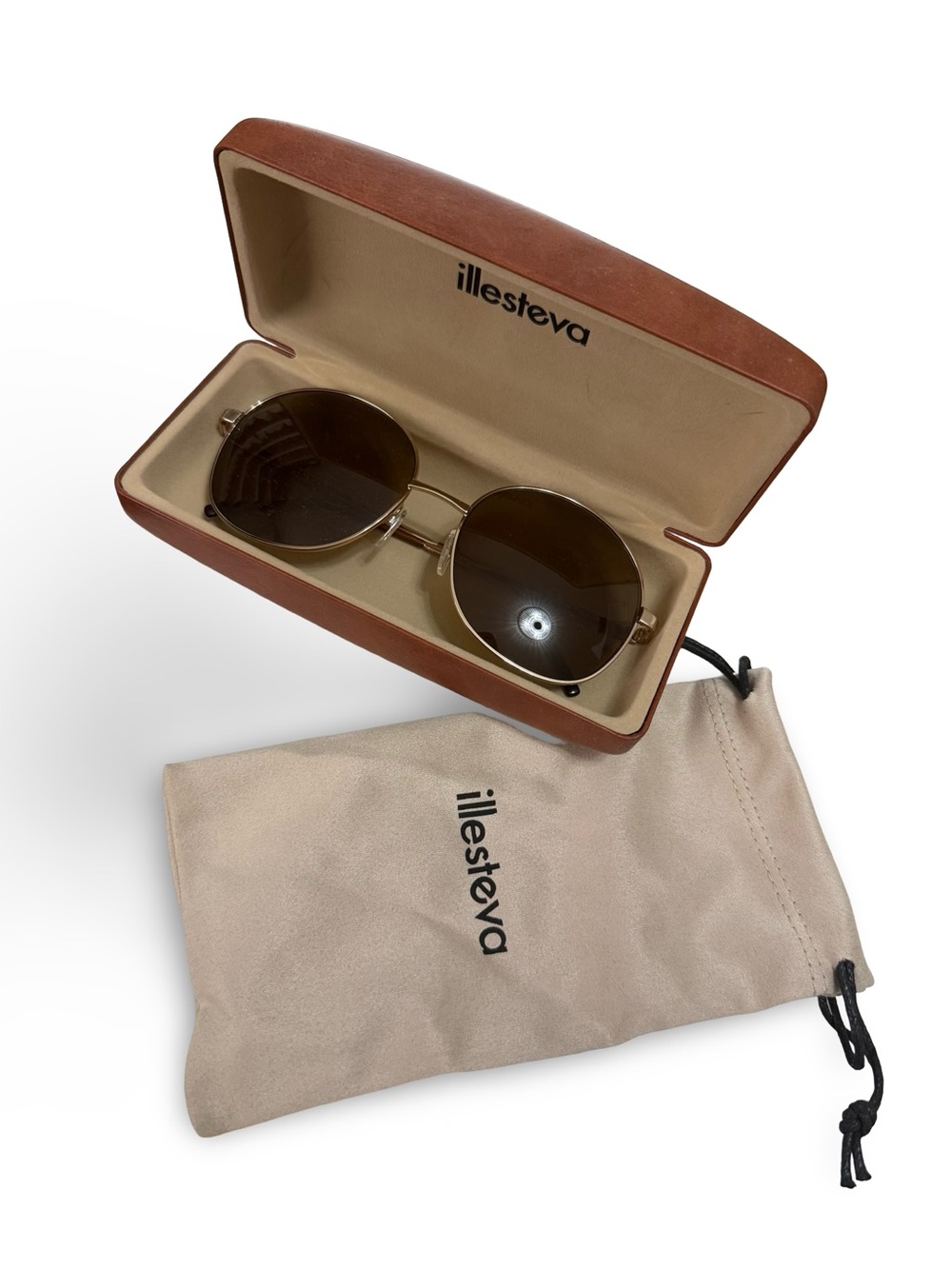 ILLESTEVA Alina Round Gold Brown Lenses Sunglasses